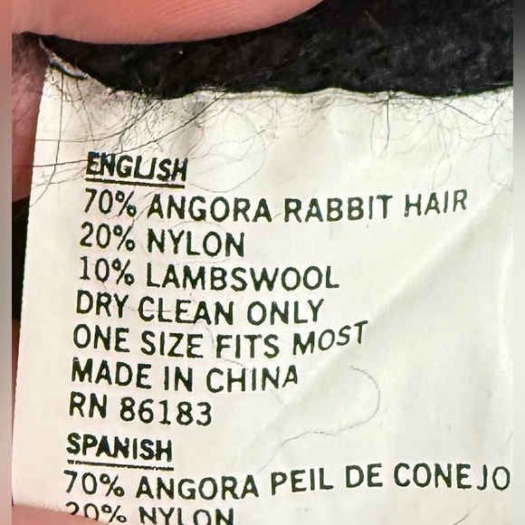 Small Black Angora Beanie - Picture 2 of 3